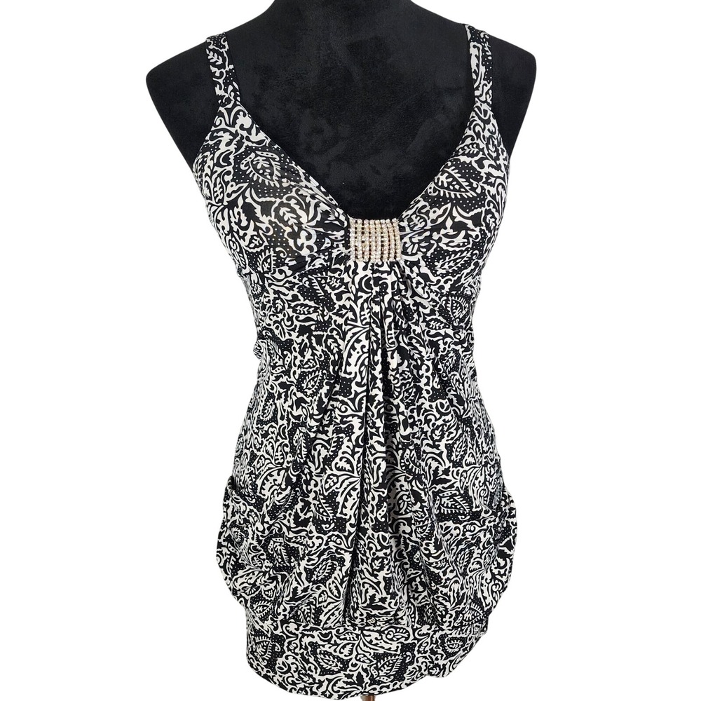 SHORELINE Size S/M Rhinestone Blouson Beachwear Mini Dress w/ Kangaroo Pocket